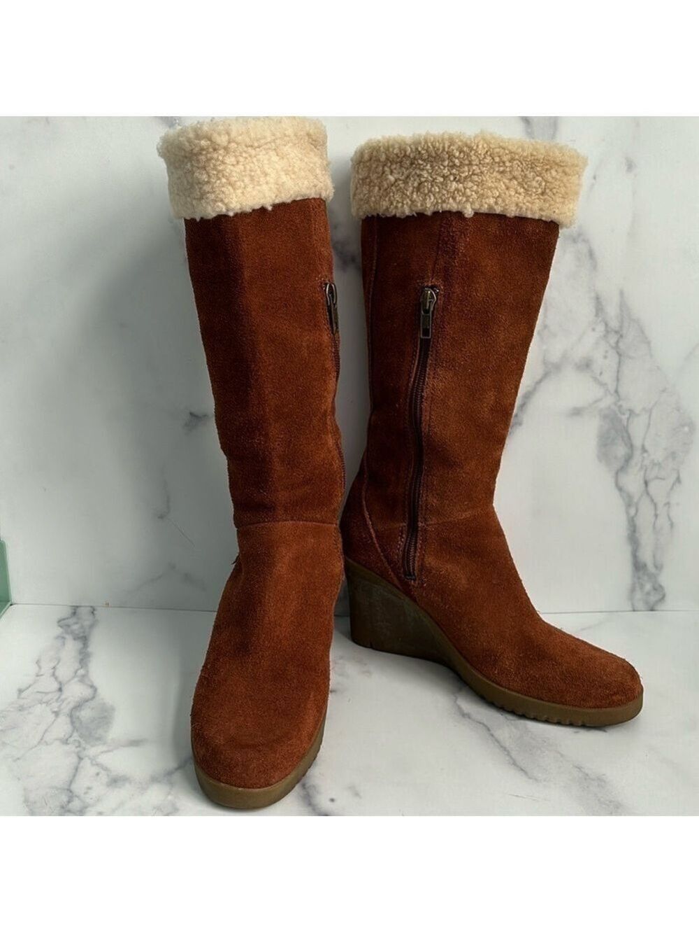 UGG Australia Felicity Suede Wedge Boots Brown Size 6